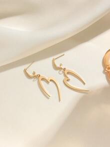1 Pair Minimalist Copper Alloy Heart Shaped Earrings, Simple Design Elegant Jewelry Suitable For Daily Wear And Gifting - Multicolor - View 2