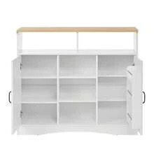 Kitchen Island With Wheels, Extendable Dining Table With Chairs, Sideboard With Ample Storage Space, Ideal For Kitchen And Dining Room As A Sideboard (White) - 白色 - 查看 6