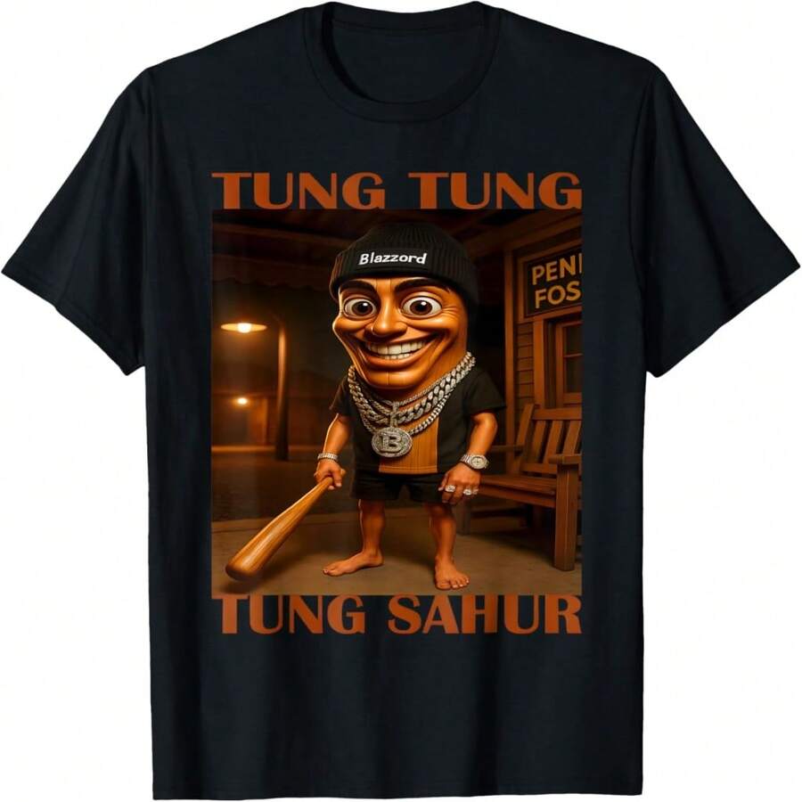 Tung Tung Tung Sahur T-Shirt T-Shirt - 黑色 9 - 查看 1