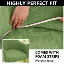 2件装提花全包办公椅套 - 弹性设计，四季通用，可旋转，适用于游戏室和办公室 - 綠色 - 查看 3