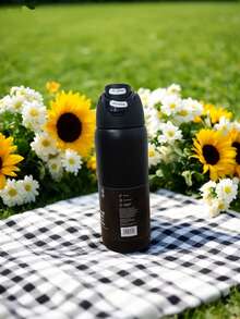 Owal-A 32盎司不锈钢保温水瓶 - 防漏运动水瓶，配备双功能吸嘴盖、翻盖吸管和宽口设计 - 保温/保冷长达24小时 - 非常适合健身、旅行和日常使用 - 彩色 - 查看 2