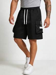 1pc Men's Casual Cargo Shorts With Large Pockets, Summer - Black - View 8