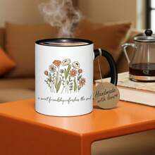 1 Elegant Christian Inspirational Coffee Mug With Floral Design - 11 Oz Insulated Ceramic Cup, "Sweet Friendship Refreshes The Soul" And Bible Verses, Non-Slip Base, Beige/Brown/White Soft Floral Pattern - Ideal Gift For Women, Moms, Sisters, Friends, Colleagues - Birthday, Christmas, Easter, Valentine's Day Gift - Hand Wash Only, Reusable Coffee, Tea, Hot Drink Cup - [白色的] - 查看 5