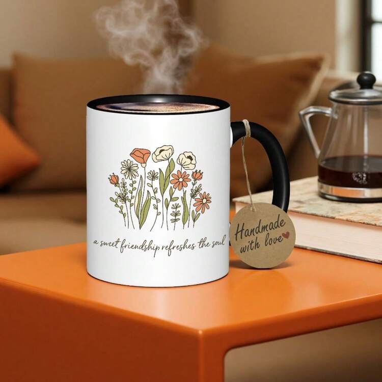 1 Elegant Christian Inspirational Coffee Mug With Floral Design - 11 Oz Insulated Ceramic Cup, "Sweet Friendship Refreshes The Soul" And Bible Verses, Non-Slip Base, Beige/Brown/White Soft Floral Pattern - Ideal Gift For Women, Moms, Sisters, Friends, Colleagues - Birthday, Christmas, Easter, Valentine's Day Gift - Hand Wash Only, Reusable Coffee, Tea, Hot Drink Cup - [White] - View 5
