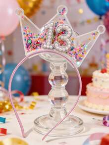 1pc Happy Birthday Crown Headband, Suitable For Girls Aged 1-9, 12, 13 And 16, Colorful Hair Hoop, Fashion Hair Accessory, Birthday Party Gift For Best Friend - Multicolor - View 17