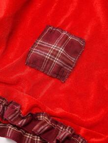 我们提供万圣节和圣诞节角色扮演服装，包括带帽褶边的红色斗篷，以及长款无袖植绒服装。 - 紅色 - 查看 6