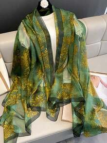 1条印花时尚围巾，适合旅行度假，防紫外线 - 彩色 - 查看 2