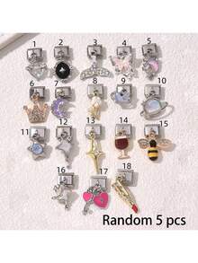 1/5/10pcs Y2K Style Stainless Steel Charm Pendant Modules, Butterfly, Heart, Lipstick, Bee, Star Pendants - Rings, Bracelets DIY Jewelry Making Supplies, Girls Daily Outfit, Valentine's Day/Anniversary Gift, Ideal Choice - Multicolor - View 15