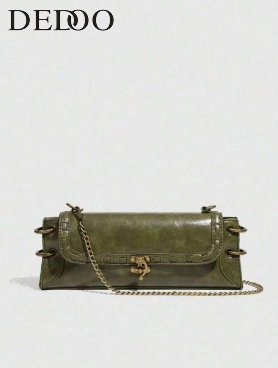 Fashionable Versatile Shoulder Bag, Crossbody Bag, Clutch Bag, Bull Bag - màu xanh lá - Xem 1