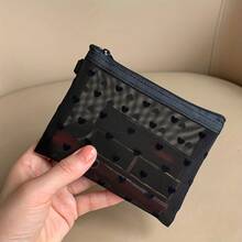 1 Heart-Shaped Transparent Storage Bag| Beige And Black, Foldable, Suitable For Lipstick And Small Items - Black - View 2