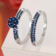 2 Pieces Copper Ring Set For Women, Elegant Retro Bridal Layering Ring With Sparkling Zirconia, Daily/Wedding Jewelry, Valentine's Day Gift - Wedding Rings 6 - View 23