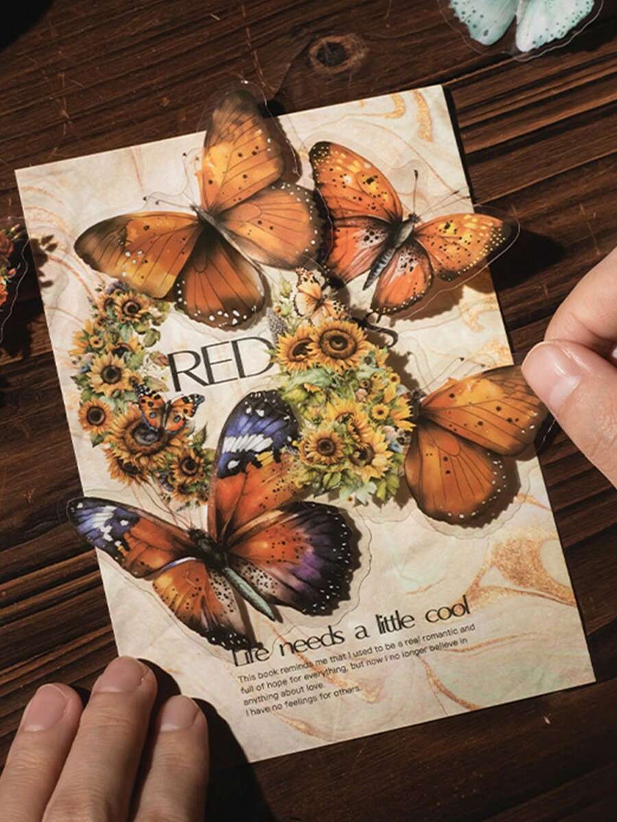 30 kolorowych naklejek z motylami, wykonanych z wodoodpornego materiału PET, odpowiednich do rękodzieła, scrapbookingu, pamiętnika, etui na telefon, dekoracji ściennych, dekoracji sypialni, dekoracji biurowych, artykułów ślubnych, dekoracji ślubnych, zaproszeń ślubnych