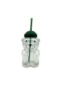 Cute Bear Straw Cup With Lid & Straw | Plastic, Reusable, Honeybear Cup, Cute Mugs Bears Sippy Cups, Ideal For Hot And Cold Drinks, Coffee, Wine, Juice, Smoothies, Boba, Birthday Gift, High Aesthetic Value, Party Drinkware, Valentine'S Day, New Year Gift, Exquisite Creative Gift, Ramadan Gift (Candy Cane Stripes) - Multicolor - View 12