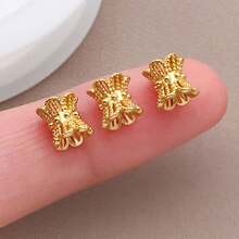 5个18K镀金双花珠帽，镂空花珠，黄铜珠隔珠，双头珠帽，适用于珠宝制作，手链，耳环，女士饰品配件 - 彩色 - 查看 6