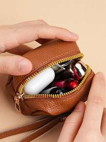 Square Earphone Case Semi-Handmade Coin Purse Portable Lipstick Organizer Multi-Function Coin Pouch - Multicolor - View 5