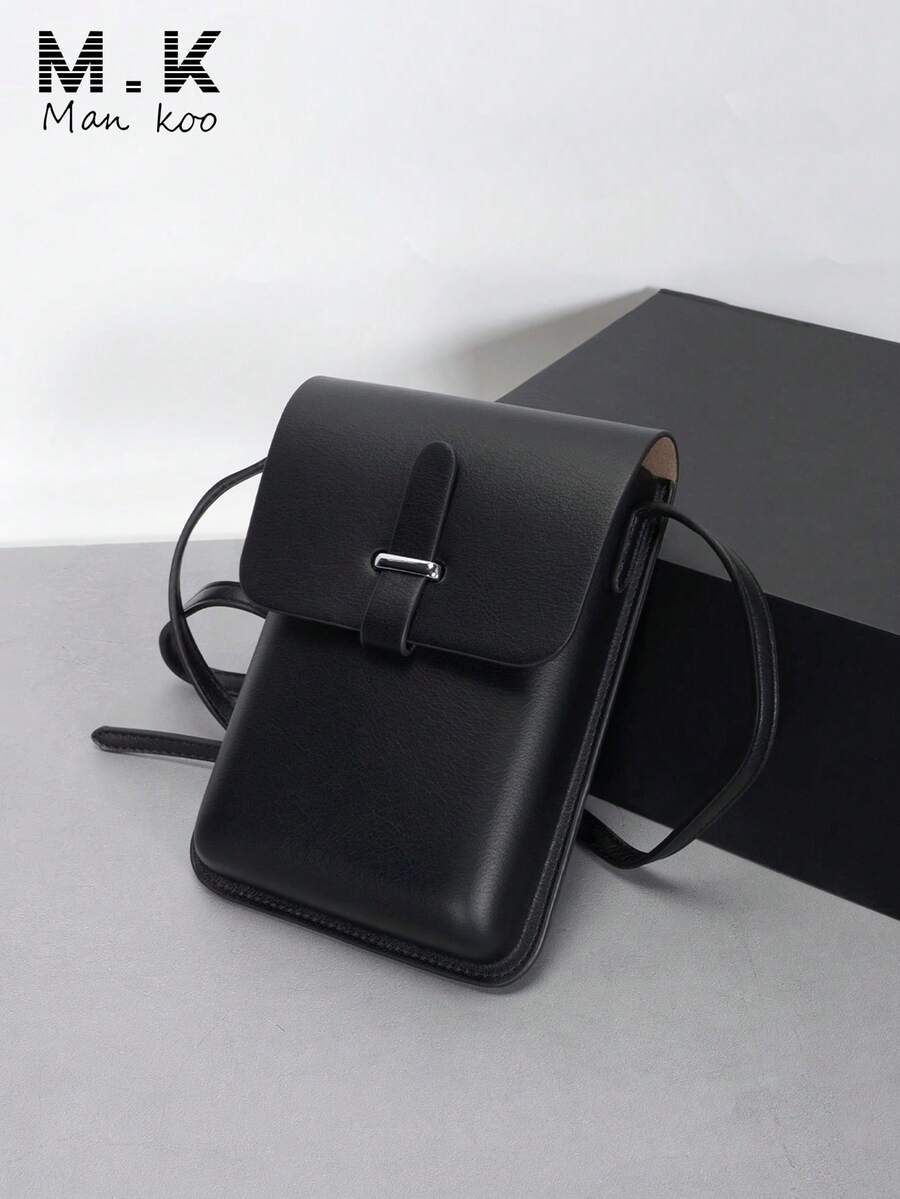 Mini Square Minimalist Soft Crossbody Bag, Solid Color Phone Pouch, Daily Wear Shoulder/Crossbody Small Square Bag, Water-Resistant PU Leather Small Purse, Christmas/Valentine's Day Gift Festival Valentine'S Day - Black - View 1