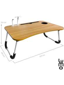 DeTODO Mesa Plegable Para Laptop Con Lampara Luz LED y Ventilador COLOR ALEATORIO - Camel - Ver 2