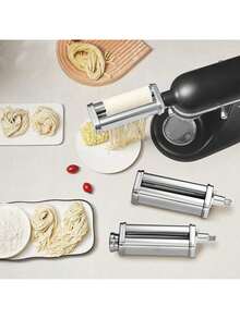 Pasta Attachment For KitchenAid Stand Mixer, Stainless Steel Pasta Roller Cutter Set Including Pasta Sheet Roller, Spaghetti And Fettuccine Cutter, 8 Adjustable Thickness Knob Pasta Maker, 3Pcs - Silver - View 9