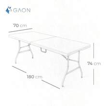 NEW Mesa Plegable de Plastico Tipo Portafolio 1.80 Metros Portatil para Jardin Interior y Exterior 180. - Blanco - Ver 2