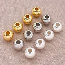 30pcs 18K Gold Filled Spacer Beads Round Smooth Spacer Mini Seamless Brass Beads For DIY Crafts Jewelry Making 2/2.5/3/4/5/6mm - Multicolor - View 4