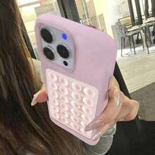 2-In-1 3D Suction Cup Stand Litchi Pattern Phone Holder Case Suitable For IPhone 17 Air Pro Max 16 15 14 Pro Max Plus 11 12 13 Pro XS Max XR 16E,Shock-Proof Back Cover Accessory - Pink - View 3
