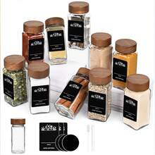Glass Spice Jars With Rosewood/Bamboo Lids & Labels, 8/12/24-Piece Sets Empty Clear Glass Spice Bottles With Swing-Top Lids Airtight Kitchen Seasoning Storage Containers Herbal Spice Containers With Labels - Multicolor - View 3
