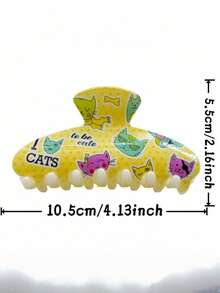 1个/3个/8个 花卉印花休闲ABS塑料卡通猫咪造型发夹，可爱小猫咪发爪，适合盘发 - 彩色 - 查看 15