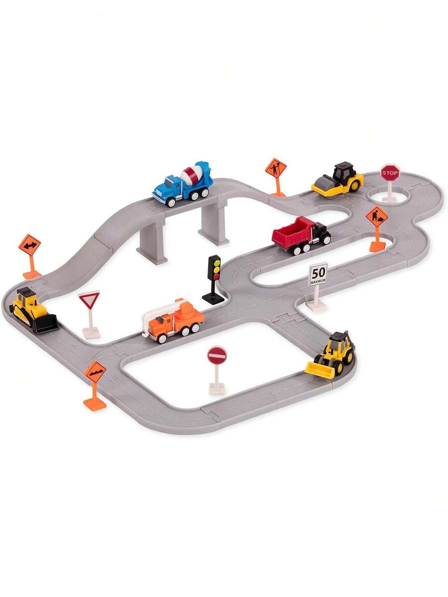 Driven by Battat - Juego de Construcción - 57 Piezas - Pistas Conectables - Mini Carritos de Juguete y Accesorios - 3 Años +,40841871 - Verde Lima - Ver 1