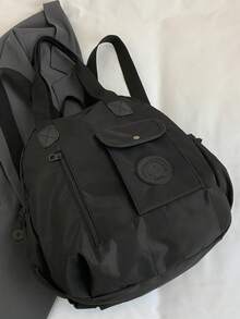 大容量防水时尚女士背包，多口袋多隔层单肩包手提包，多功能女士包 - 黑色 - 查看 7