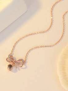 1pc Customized Nano Projection Bow Tie Necklace, Minimalist Necklace, Personalized Custom Photo Necklace, Cute & Unique, Customized Exclusive Necklace, Suitable For Anniversary/Birthday/Graduation/Prom/Party - Multicolor - View 7