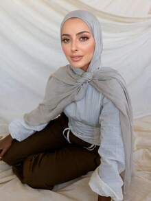 1个女士纯色圆形环形丝巾夹，金属头巾固定胸针，防滑丝巾配件，适用于各种围巾、披肩、头巾，多种图案可选 - 彩色 - 查看 4