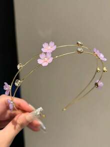 1/2pcs Teenage Fairy Flower Crystal Headband, Sweet & Fresh Hair Accessories For Girls - Multicolor - View 9