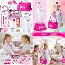 Sundaymot Doctor Kit For Girls, 34 Pcs Pretend Play Doctor Set,Doctor Kit For Toddlers 3-5, With Medical Bag, Stethoscope And Other Accessories Doctor Play Gift For Kids Toddlers Role Play(Default) - Multicolor - View 1
