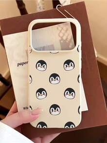 1 pieza Funda de teléfono de TPU con borde recto y diseño de pingüino redondo personalizado a prueba de caídas, compatible con Apple 16 Pro Max/16/16 Pro/16 Plus/15/15 Pro Max/15 Pro/11/12/13/14 Pro Max/11 Pro/11 Pro Max/12 Pro/12 Pro Max/13 Pro/13 Pro Max/14 Pro/14 Pro Max, funda suave con un elegante ambiente, para invierno - Multicolor - Ver 4