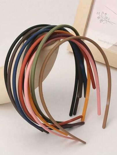 11pcs Minimalist Fashion Versatile Anti-Slip Headbands For Teens & Girls, Suitable For Daily Wear And Face Washing
