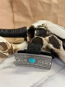 1个波西米亚风女士绿松石色三角形箭头条纹印花发爪夹，大号防滑发饰，适合日常使用，时尚发夹，女士发饰发卡，花朵发夹 - 彩色 - 查看 5