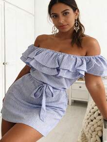 Women Short Dresses - Blue - View 2