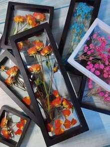 1个现代简约镂空创意干花相框（塑料），3D干花展示架，DIY悬浮相框（非玻璃），生日/毕业礼物，干花，项链首饰样品展示架 - 白色 - 查看 1