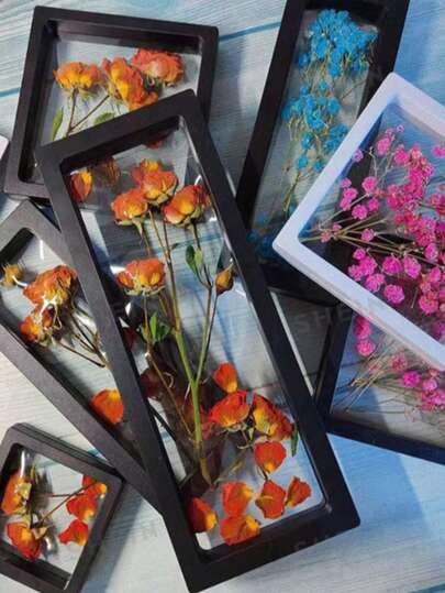 1pc Modern Minimalist Hollow Creative Dried Flower Photo Frame (Plastic), 3D Dried Flower Display Stand, DIY Floating Frame (Non-Glass), Birthday/Graduation Gift, Dried Flower, Necklace Jewelry Sample Display Rack
