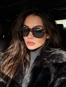 1pc Retro Niche Thick Frame Square Women Fashion Glasses, Versatile Street Style Fashion Glasses - Gray Sheet for Wrapping Flower Frame - View 2