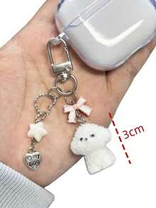 1 móc khóa hình cún con hoạt hình dễ thương, có nơ và ngôi sao, dùng làm phụ kiện túi xách, đồ dùng du lịch Kawaii - Nhiều màu - Xem 2