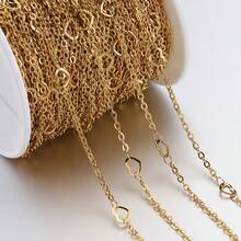 1m/2m Fashionable Stainless Steel Hollow Heart Chain, Gold Cross Chain, Suitable For DIY Necklace, Bracelet, Jewelry Making - Chain - View 9