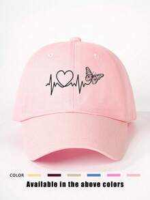 1pc Printed Heart Baseball Cap, Adjustable Outdoor Sun Protection Casual Hat Suitable For Spring/Autumn Travel, Beach, Y2K Style For Youth - Baseball Cap - View 17