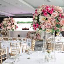 1个迷你亚克力花篮，婚礼中心装饰摆件，透明花架，优雅几何花卉展示架，适用于生日派对、婚礼、圣诞节餐桌装饰