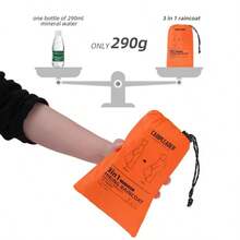 Chubasquero de exterior 3 en 1, para senderismo, montañismo, a prueba de viento y agua, para ciclismo, impermeable de nailon multifuncional de emergencia, artículo lindo - Multicolor - Ver 6