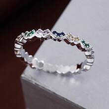 1pc Elegant Heart-Shaped Cubic Zirconia Inlaid Fashion Ring For Women - Multicolor - View 9