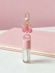 Ống son bóng trong suốt 5ml kèm móc khóa hình bướm, chai son bóng hình bướm có thể dùng để nạp lại, ống son bóng trong suốt có cọ, ống đựng dầu dưỡng môi, chai son bóng di động có thể dùng làm móc khóa/phụ kiện túi xách - Nhiều màu - Xem 6