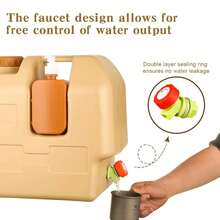 5.3 Gallon (20L) B-PA Free Water Jug With Spigot & Hand Sanitizer Bottle, Leak-Proof Thick Durable Portable Water Container For Camping Hiking Picnic Emergency Outdoor Use W/Extension Tube - Orange - View 3
