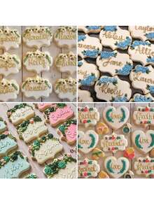 4 piezas de moldes de galletas con forma de burbujas de discurso - Moldes de plástico para decoración de glaseado, pasteles y postres - Multicolor - Ver 8