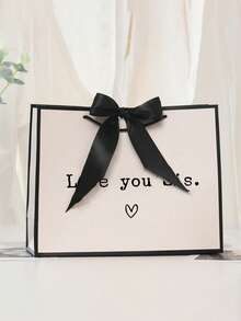 1pc Birthday Party Gift Bag,"Love You Sis" Design,Elegant Foldable Tote With Clip Handle,Premium Sisters Gift Bag - Lightweight Foldable Tote With Ribbon,Custom Wedding Gift Bag, Bridesmaid Gift Box, Bridal Party, Custom Birthday Gift Bag, Wedding Gift Bag, Bridesmaid Gift Bag, Engagement Gift Bag, Party Gift Bag, Ribbon Tie Gift Bag, Graduation Gift Bag,Home Harmony - Multicolor - View 3